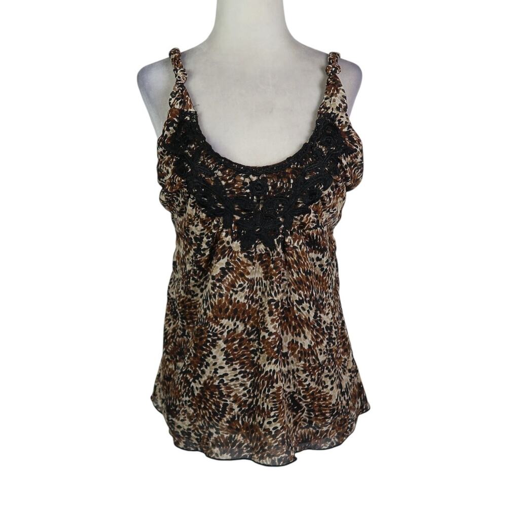 Vintage Y2K Heart Soul Brown Leopard Spot Print Cami Tank Top M